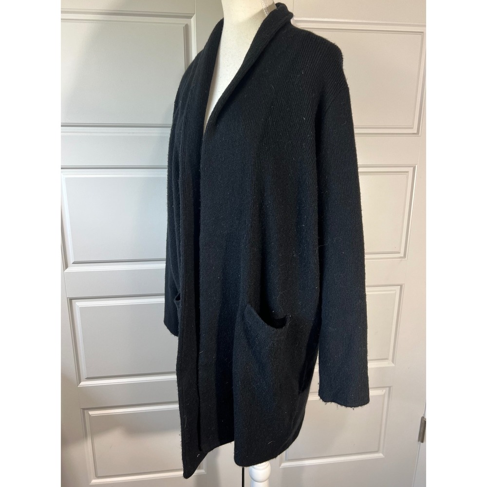 J. Crew Merino Wool Blend Black Shawl Collar Open Cardigan Sweater Medium